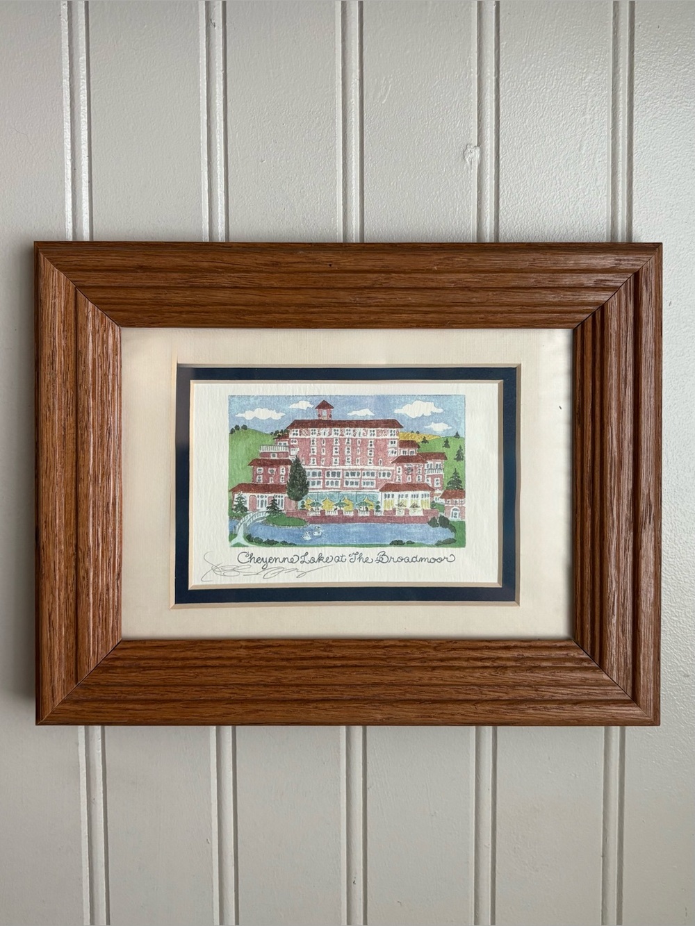 Vintage “Cheyenne Lake at The Broadmoor” by Valerie Levy Franzese Framed Print